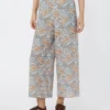 Printed crepe de chine trousers, light blue