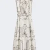 Printed mikado shirt dress, ivory
