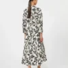 Printed poplin dress, beige