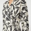 Printed poplin dress, beige