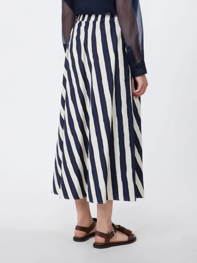 Printed poplin pleated skirt, navy Printed poplin pleated skirt, navy