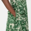 Printed ramie canvas dress, green Printed ramie canvas dress, green