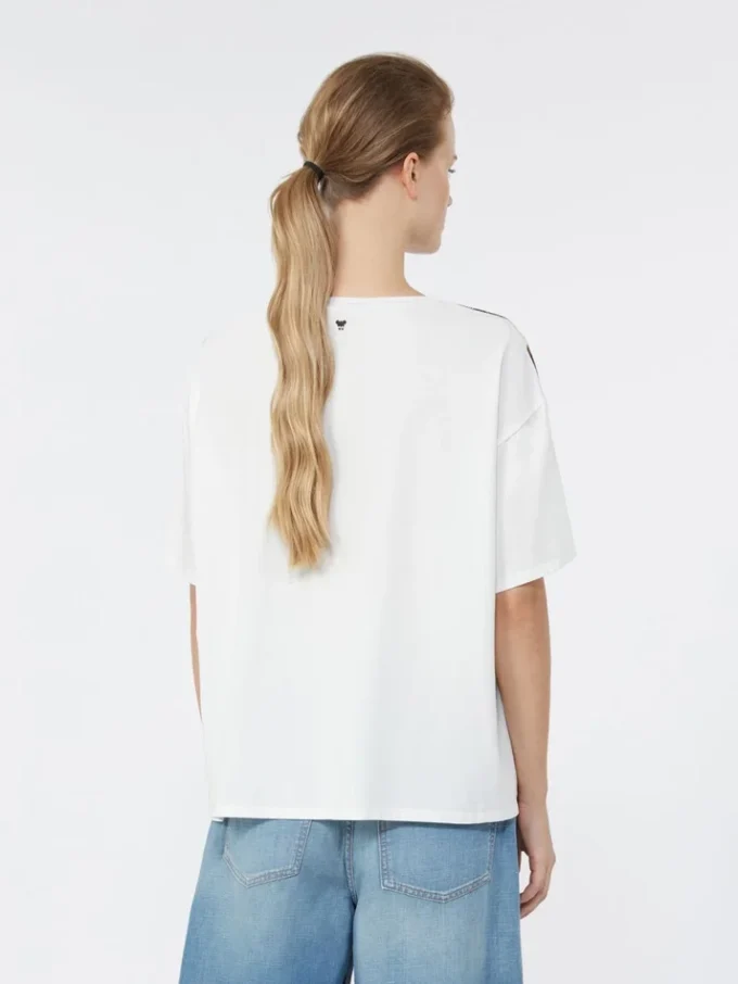 Printed silk and stretch cotton jersey t-shirt, multicolour