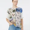 Printed silk and stretch cotton jersey t-shirt, multicolour