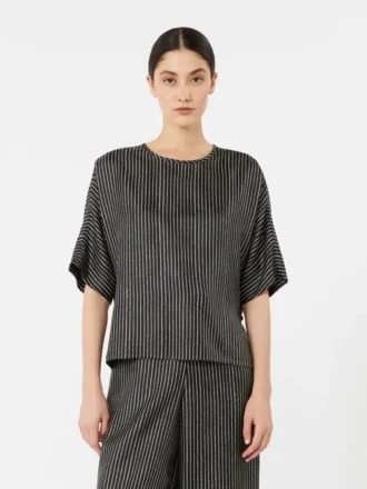 Printed silk blouse, black white