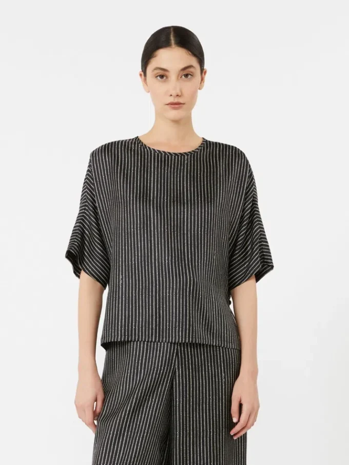 Printed silk blouse, black white Printed silk blouse, black white