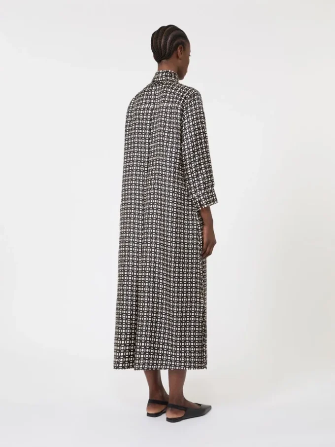 Printed silk dress, black