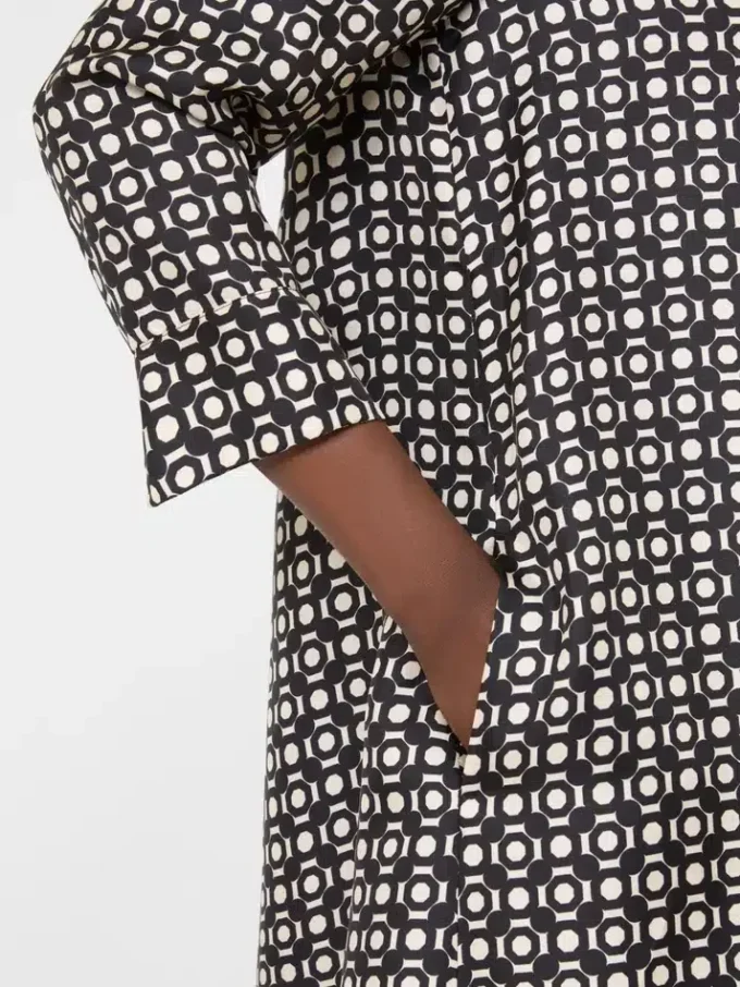 Printed silk dress, black