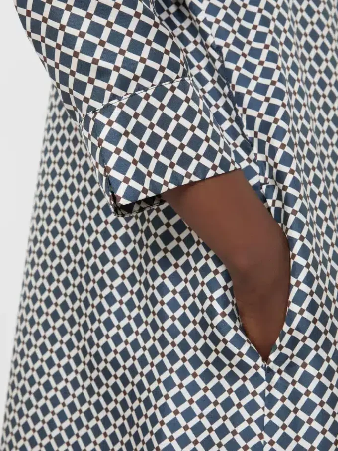 Printed silk dress, midnightblue