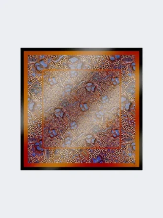 Printed silk foulard, hazelnut brown