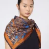 Printed silk foulard, hazelnut brown
