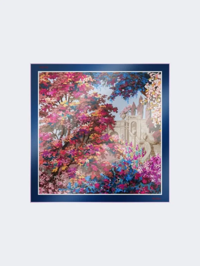 Printed silk foulard, midnightblue