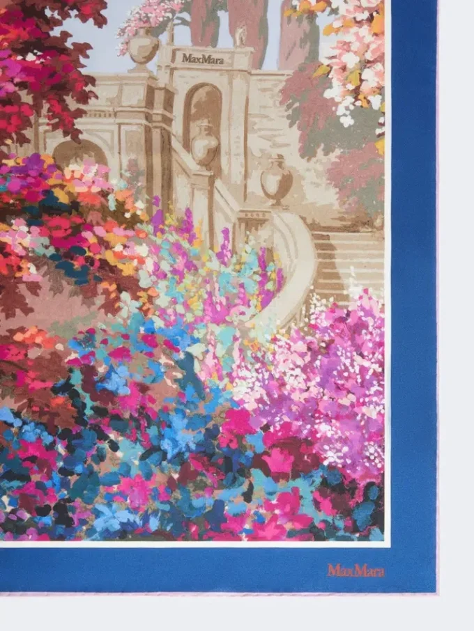 Printed silk foulard, midnightblue