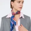 Printed silk foulard, midnightblue