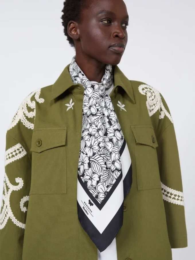 Printed silk foulard, optical white