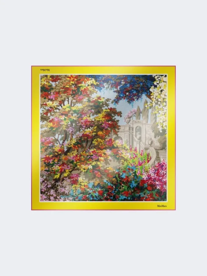 Printed silk foulard, pale yellow