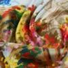Printed silk foulard, pale yellow
