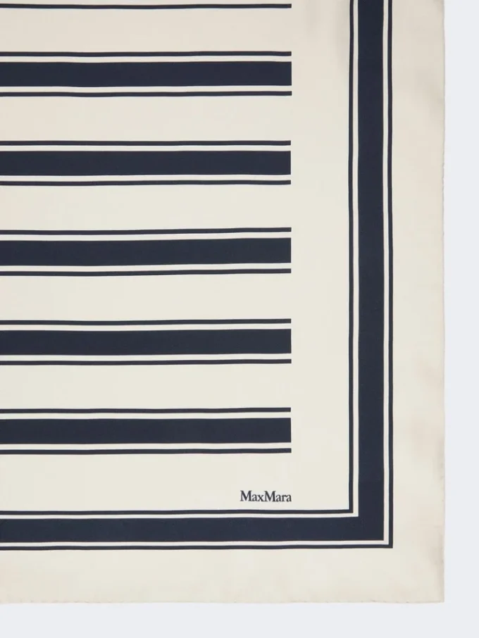 Printed silk foulard, ultramarine