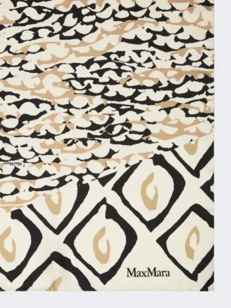 Printed silk oversized scarf, beige