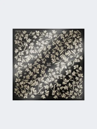 Printed silk oversized scarf, black