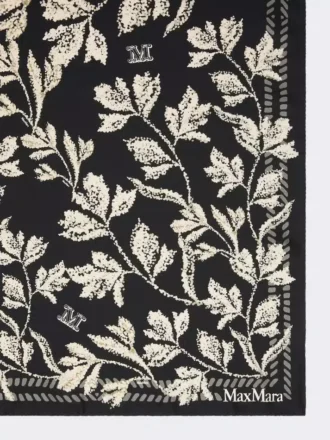 Printed silk oversized scarf, black