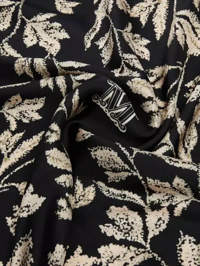 Printed silk oversized scarf, black Printed silk oversized scarf, black