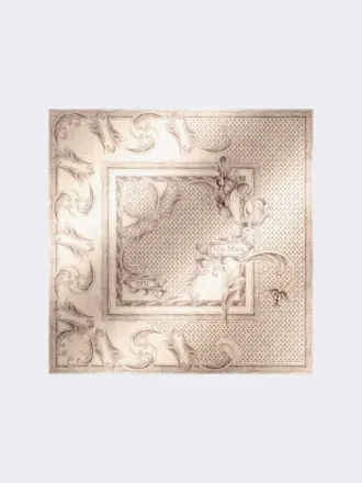 Printed silk pocket square, white