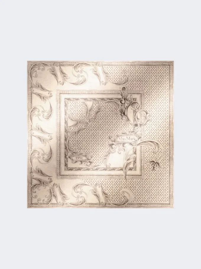 Printed silk pocket square, white