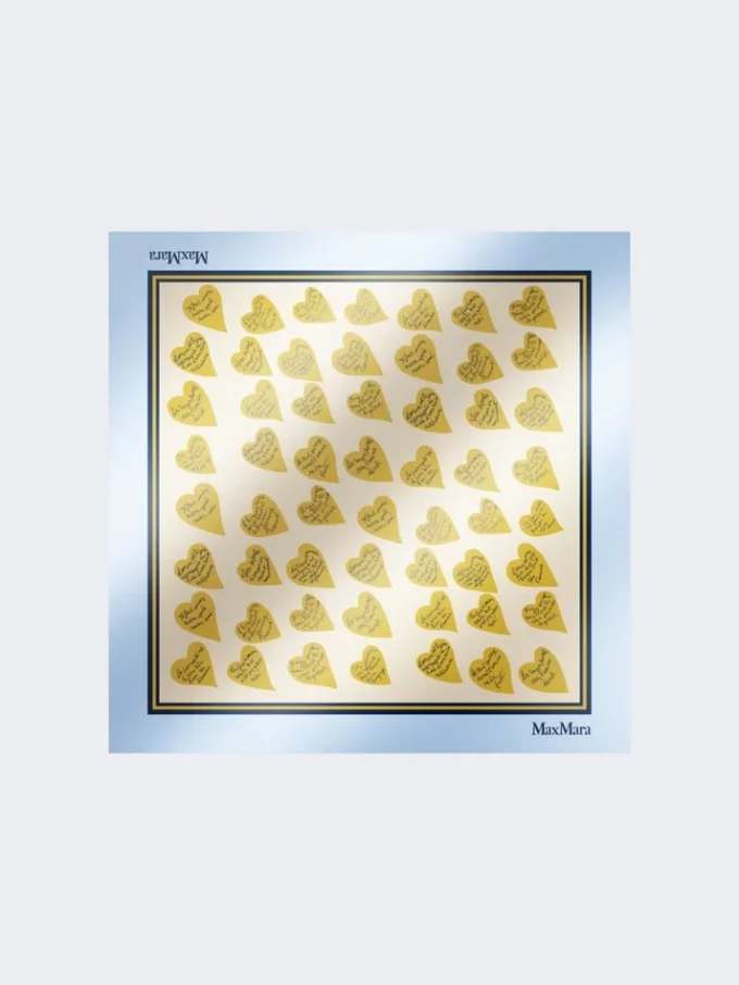 Printed silk scarf, light blue Printed silk scarf, light blue