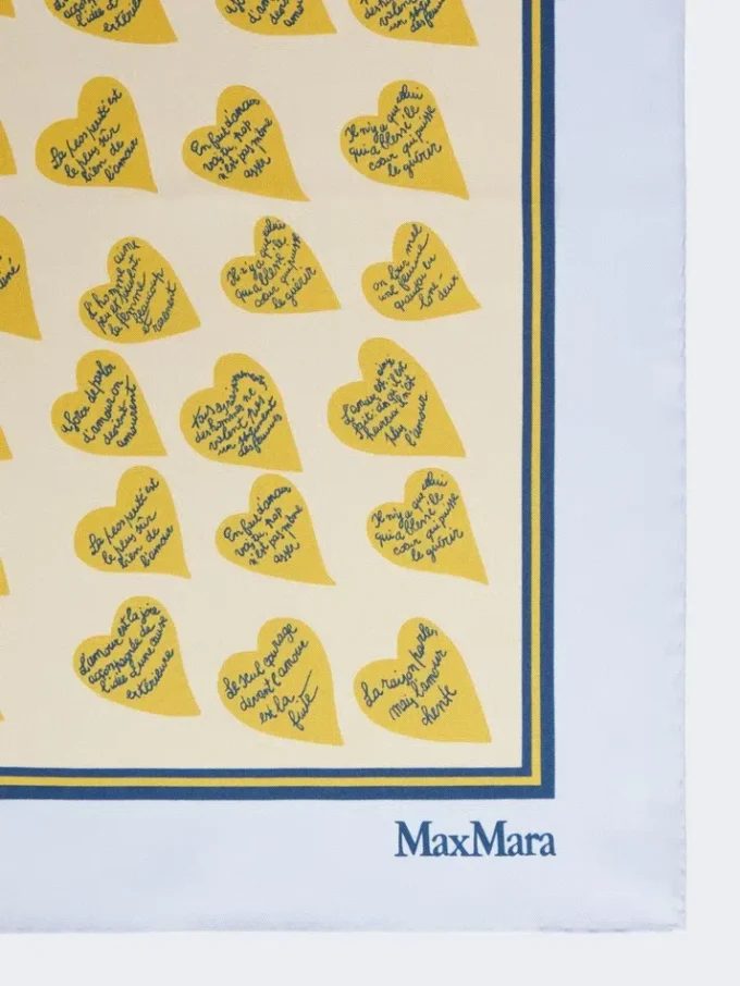 Printed silk scarf, light blue Printed silk scarf, light blue