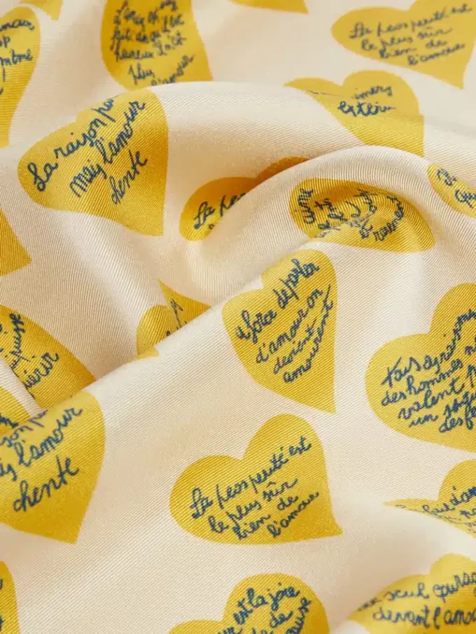 Printed silk scarf, light blue Printed silk scarf, light blue