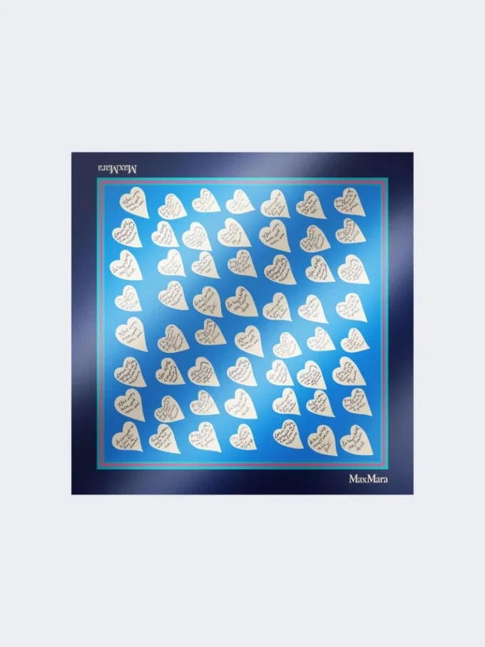 Printed silk scarf, navy Printed silk scarf, navy