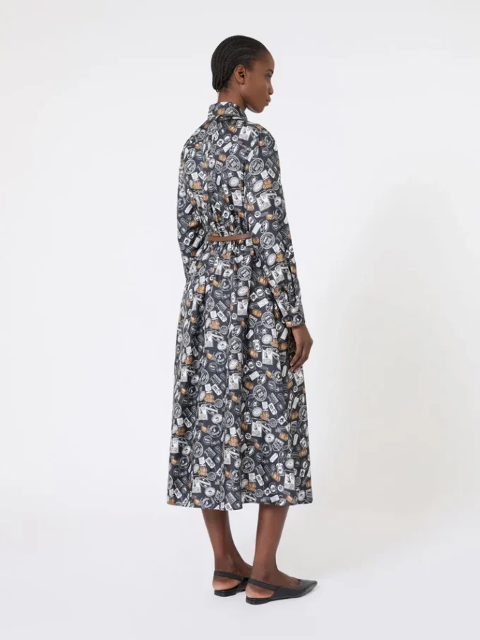 Printed silk shirt dress, ultramarine