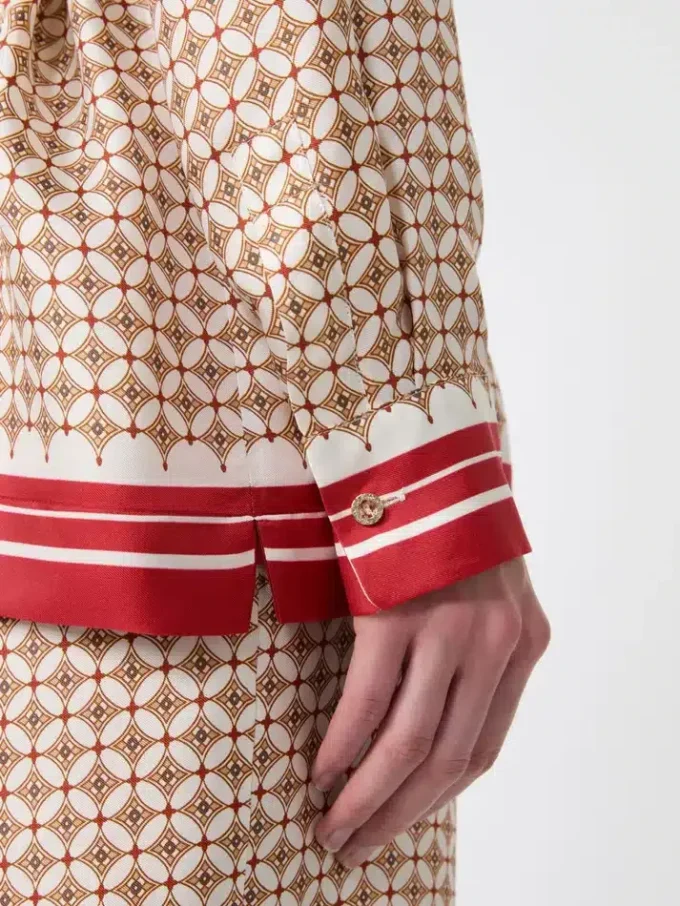 Printed silk shirt, red Printed silk shirt, red
