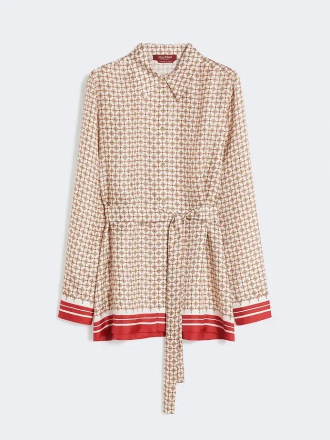 Printed silk shirt, red Printed silk shirt, red