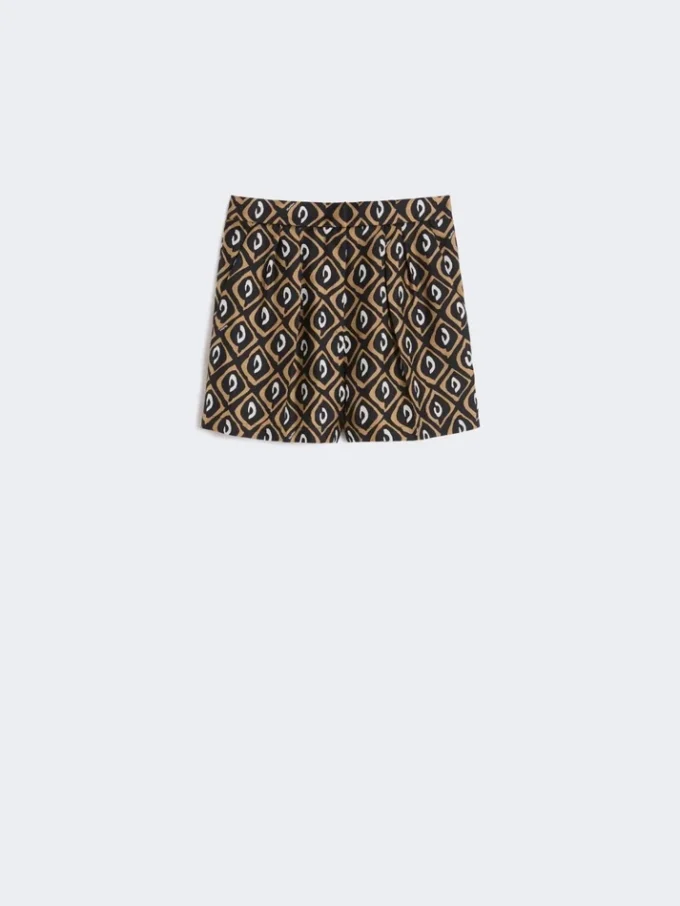 Printed silk shorts, black
