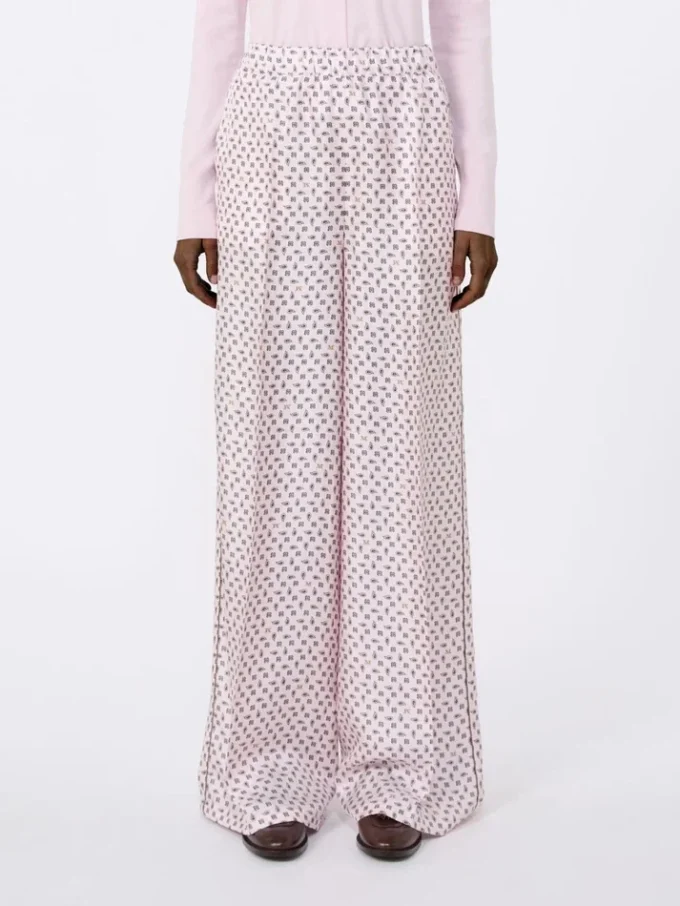 Printed silk trousers, pink