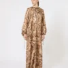 Printed silk tunic dress, gold Printed silk tunic dress, gold