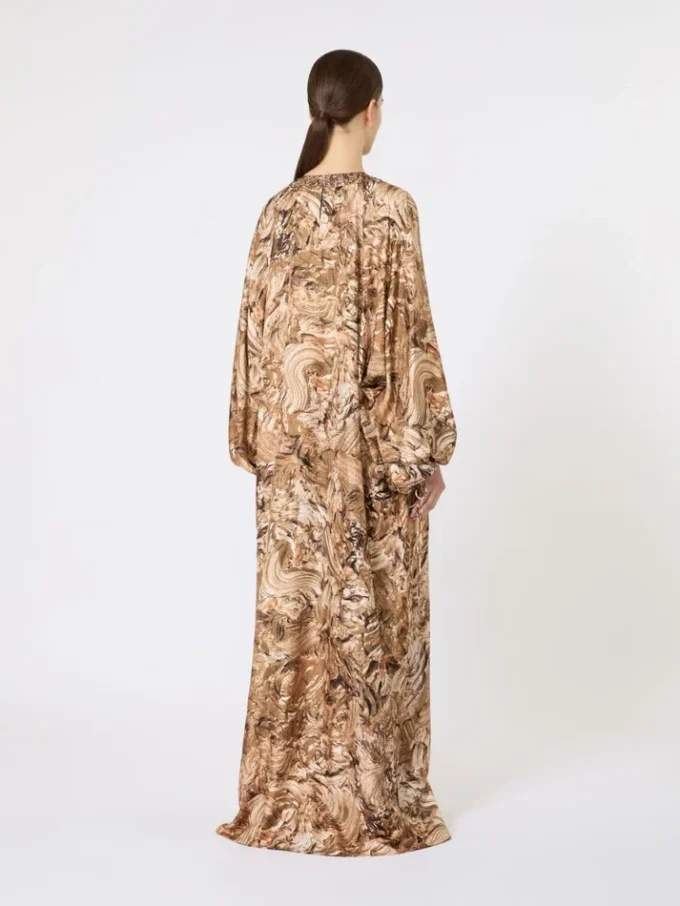 Printed silk tunic dress, gold Printed silk tunic dress, gold