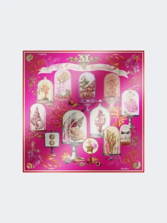 Printed silk twill oversized scarf, fuchsia Printed silk twill oversized scarf, fuchsia