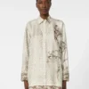 Printed silk twill shirt, ivory Printed silk twill shirt, ivory
