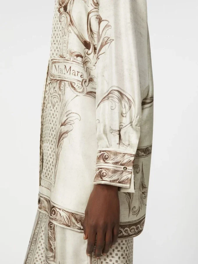 Printed silk twill shirt, ivory Printed silk twill shirt, ivory