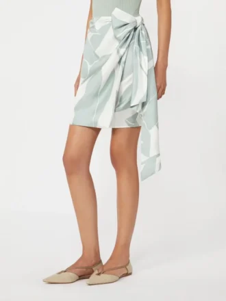 Printed silk twill skirt, silk