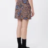 Printed stretch cotton short skirt, tobacco