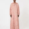 Printed twill kaftan dress, coral