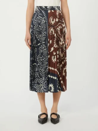 Printed twill skirt, tobacco