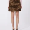 Printed velvet mini skirt, camel Printed velvet mini skirt, camel