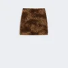 Printed velvet mini skirt, camel Printed velvet mini skirt, camel