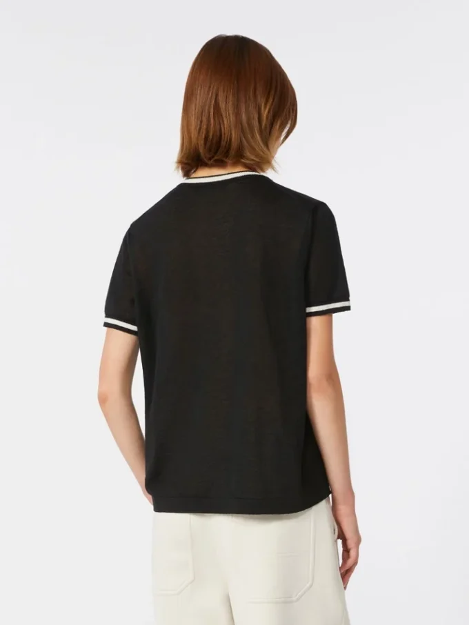 Pure linen yarn sweater, black