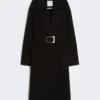 Pure wool robe coat, black